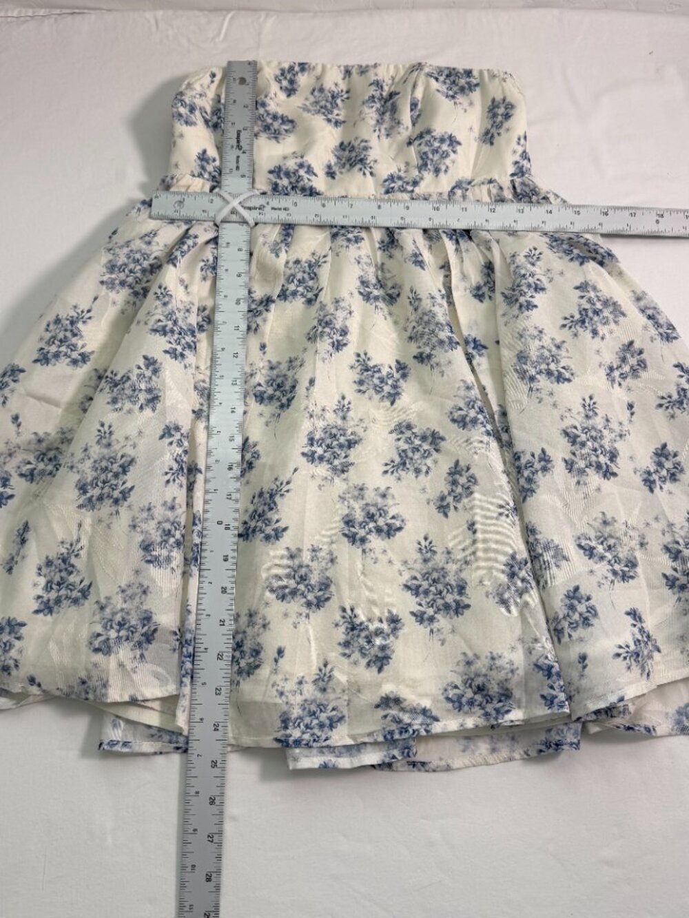 Selfie Leslie Strapless Babydoll Mini Dress Blue Floral XS NWT Cottagecore - Picture 5 of 13